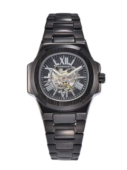 HOT SALE NEW Automatic Mechanical Men Watch Rome Business Waterproof Skeleton Luminous Stainless Steel Gift Watch