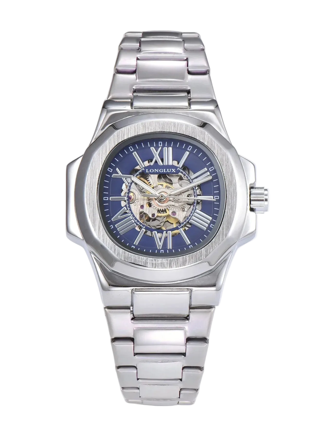HOT SALE NEW Automatic Mechanical Men Watch Rome Business Waterproof Skeleton Luminous Stainless Steel Gift Watch