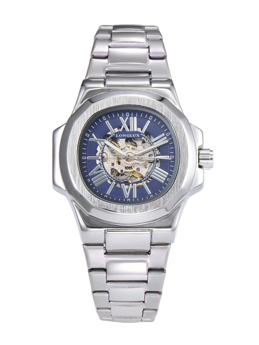 HOT SALE NEW Automatic Mechanical Men Watch Rome Business Waterproof Skeleton Luminous Stainless Steel Gift Watch